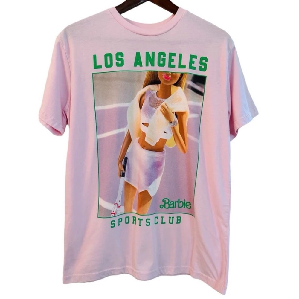 Barbie Los Angeles Sports Club Pink Crewneck T-Shirt size Small - Picture 2 of 6